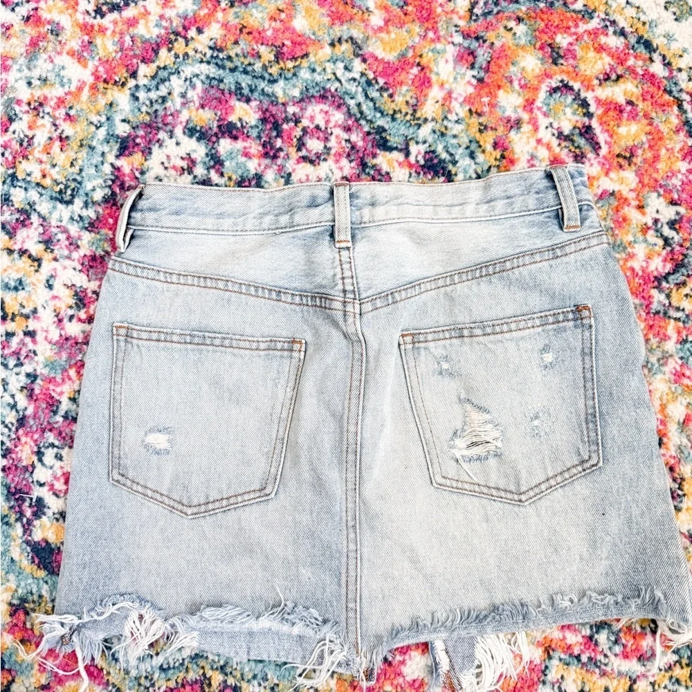 Free People Relaxed Destroyed Denim Mini Skirt - Picture 10 of 10